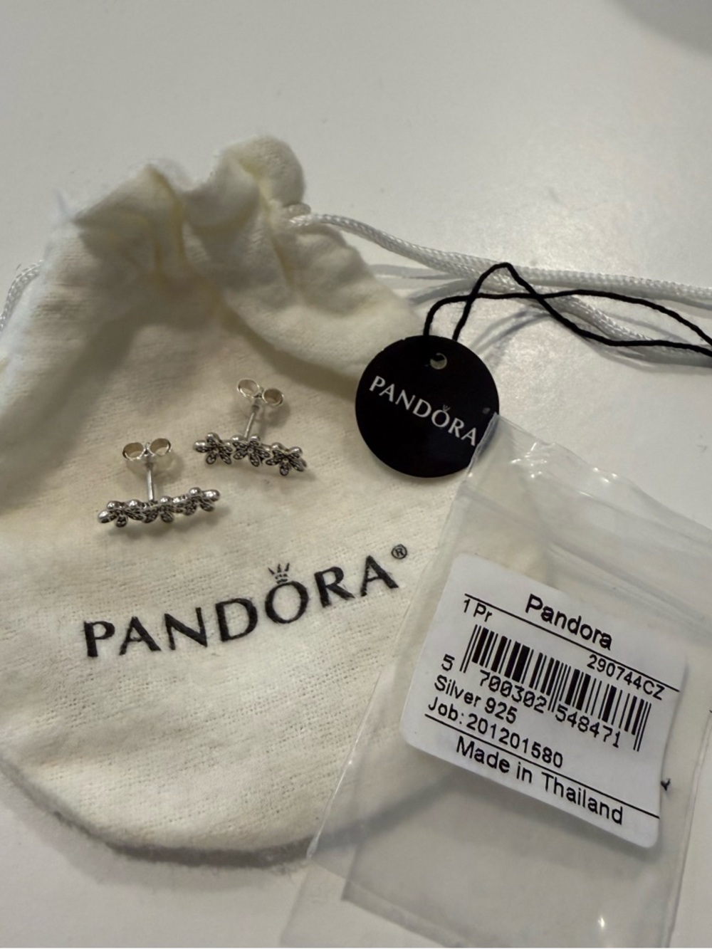 Pandora Silver Daisy Floral Ear Climbers w/ Cubic Zirconia - Picture 2 of 4